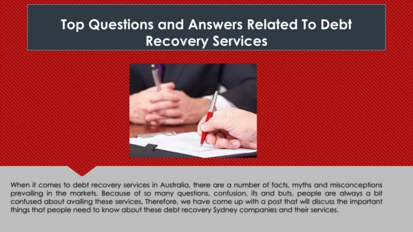 Top Questions and Answers Related To Debt Recovery Services