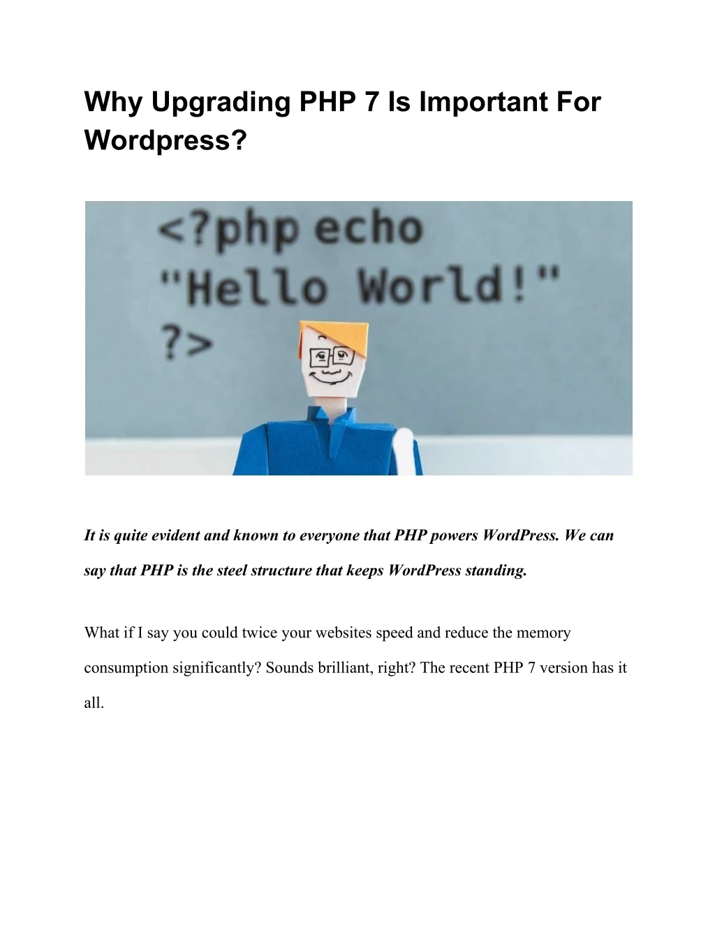 why upgrading php 7 is important for wordpress