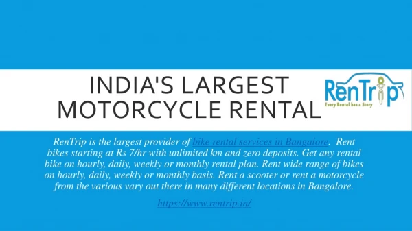 Rent A Bike In Bangalore