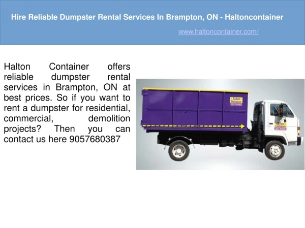 Dumpster Rental Brampton Haltoncontainer