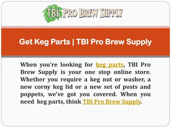 Get Keg Parts on Online Store TBI Pro Brew Supply