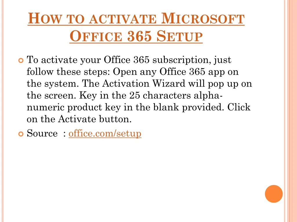 how to activate microsoft office 365 setup