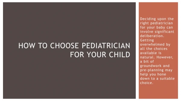 How to Choose Paediatrician for Your Child