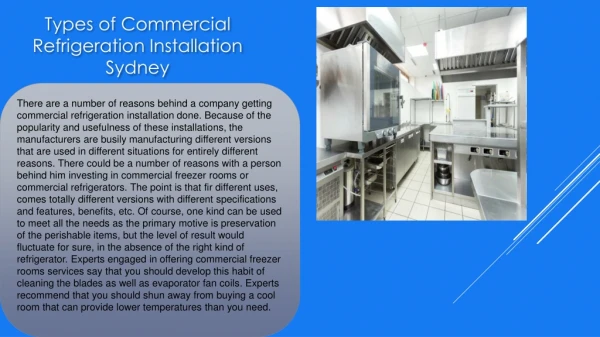 Types of Commercial Refrigeration Installation Sydney