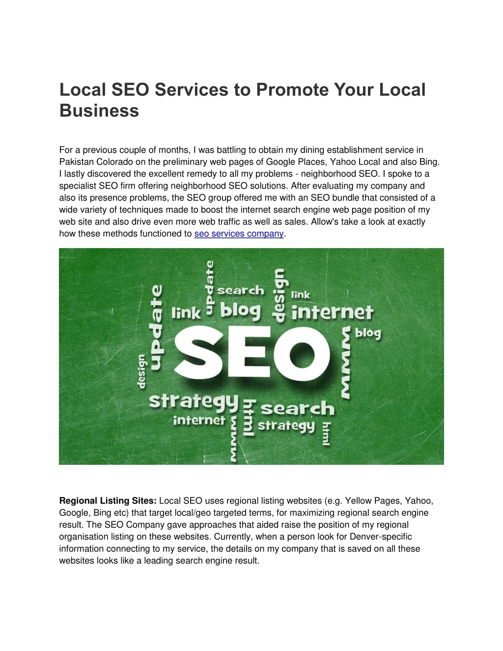 local seo services to promote your local business