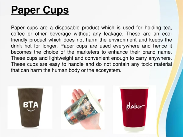 Get Custom Paper Cups at Wholesale Price