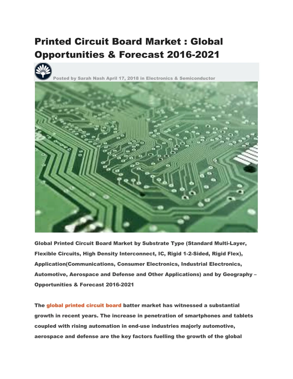 printed circuit board market global opportunities