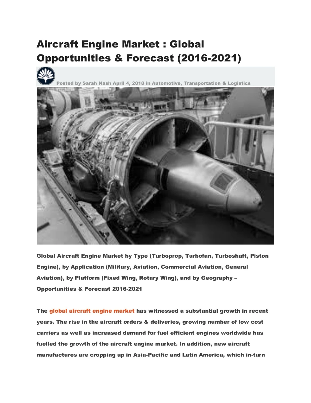 aircraft engine market global opportunities