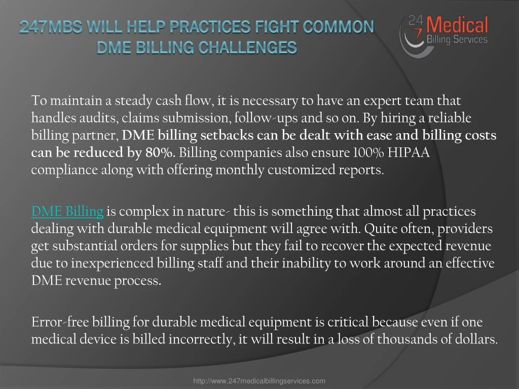 247mbs will help practices fight common dme billing challenges