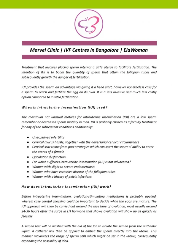 Marvel Clinic | IVF Centres in Bangalore | ElaWoman