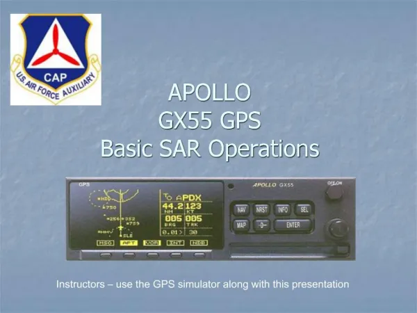 APOLLO GX55 GPS Basic SAR Operations