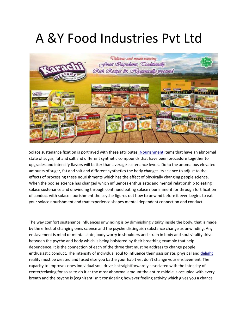 a y food industries pvt ltd