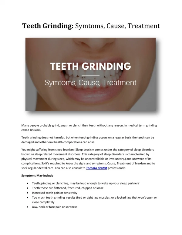 Teeth Grinding: Symtoms, Cause, Treatment