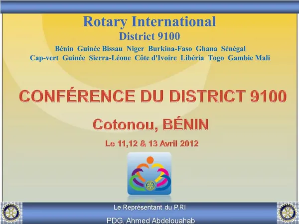 Rotary International District 9100 B nin Guin e Bissau Niger Burkina-Faso Ghana S n gal Cap-vert Guin e Sierra