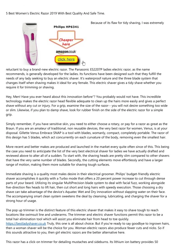Here's What Industry Insiders Say About rechargeable lady shaver https://bestladyshaver.co.uk.