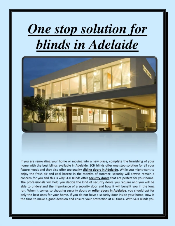 One stop solution for blinds in Adelaide
