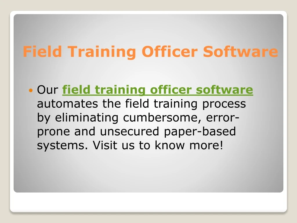 field training officer software