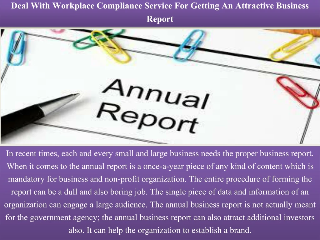 deal with workplace compliance service for getting an attractive business report