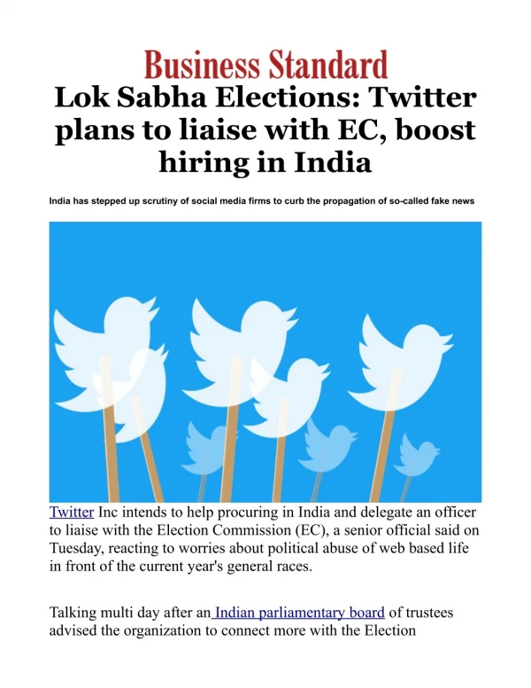 Lok Sabha Elections: Twitter plans to liaise with EC, boost hiring in India