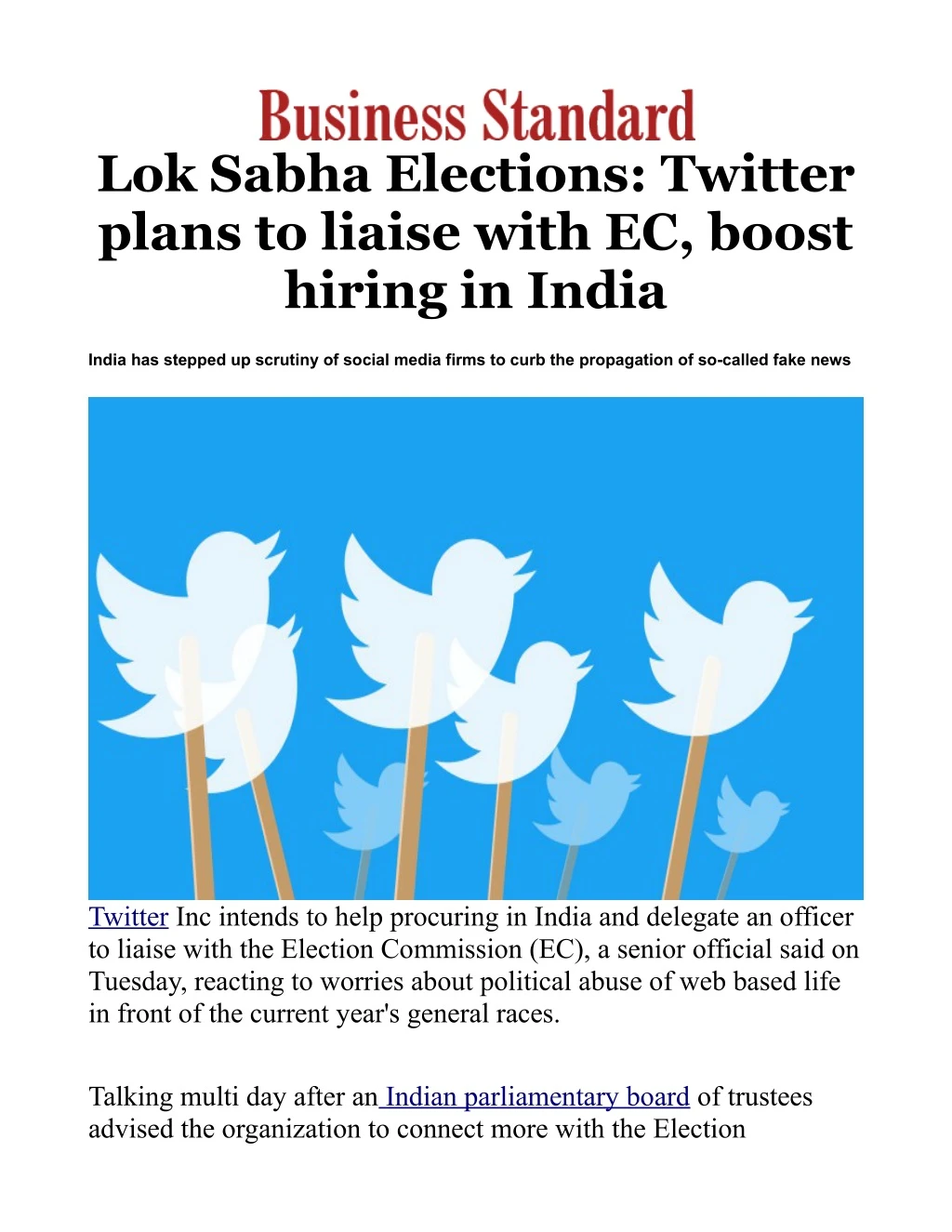 lok sabha elections twitter plans to liaise with