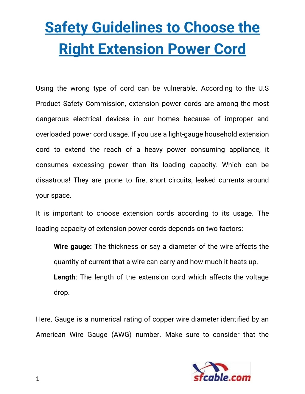 safety guidelines to choose the right extension