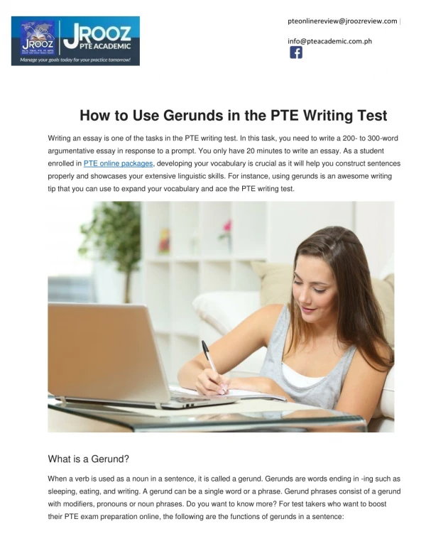 How to Use Gerunds in the PTE Writing Test