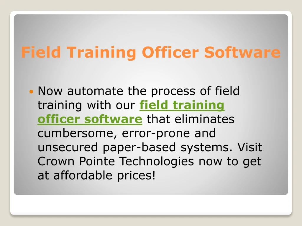 field training officer software