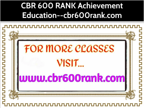 CBR 600 RANK Achievement Education--cbr600rank.com