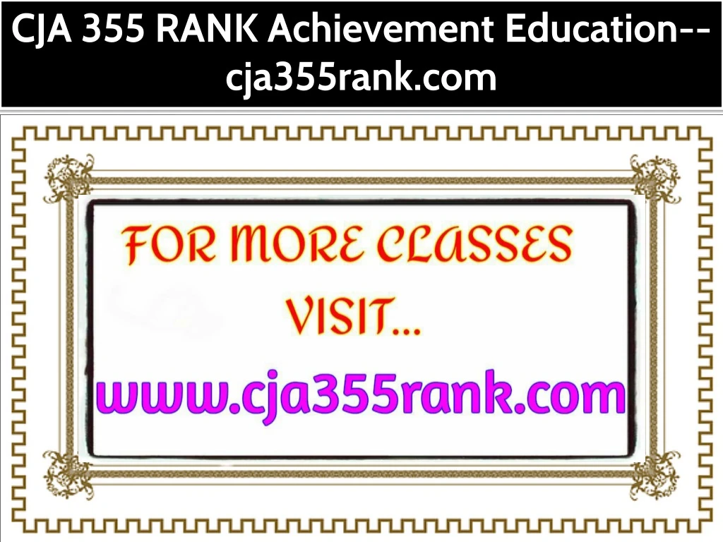 cja 355 rank achievement education cja355rank com