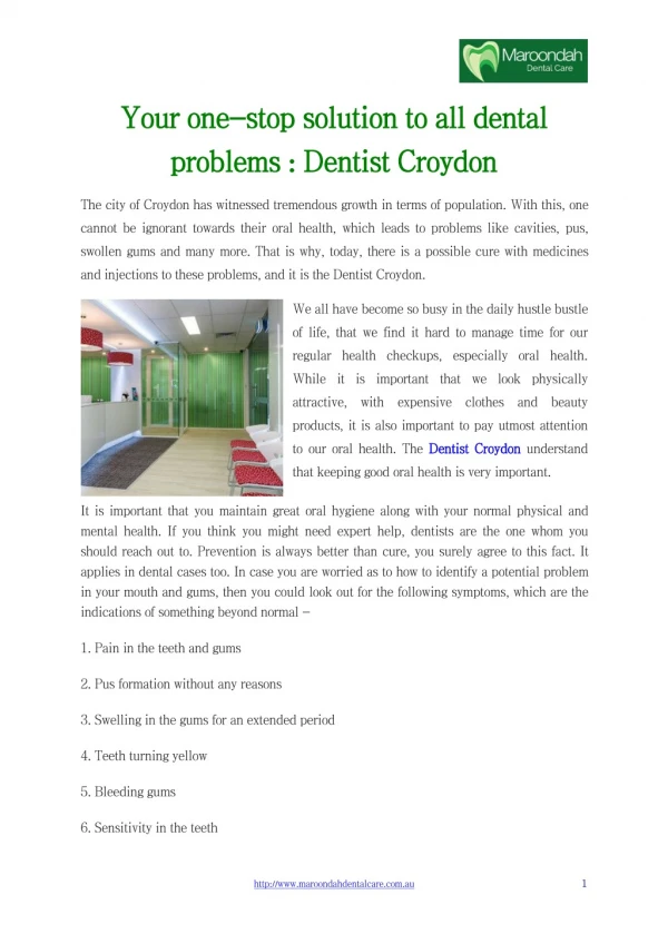 Your one-stop solution to all dental problems : Dentist Croydon