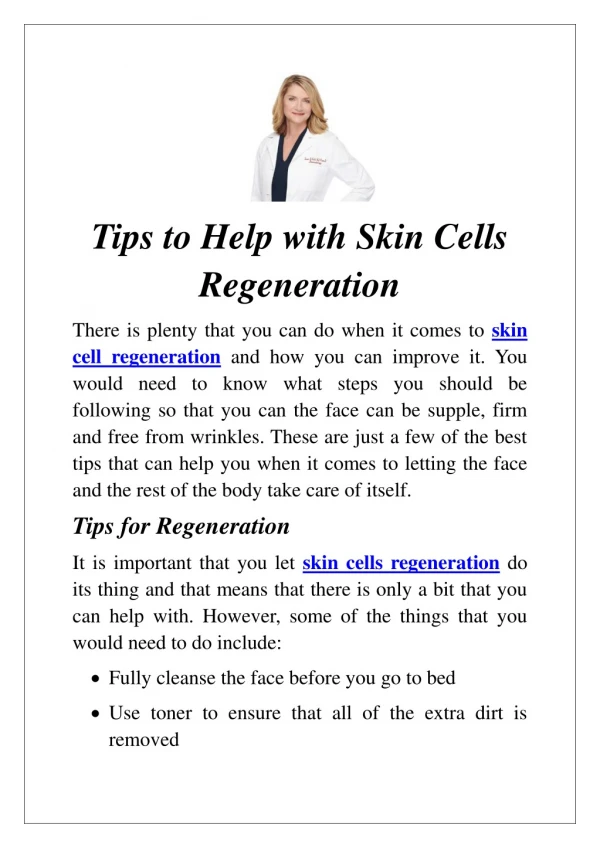 Tips to Help with Skin Cells Regeneration