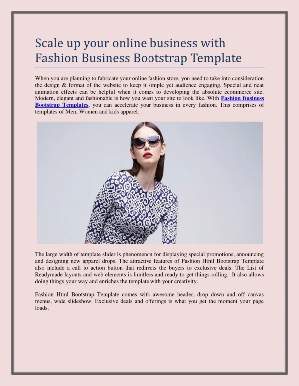 Scale up your online business with Fashion Business Bootstrap Template