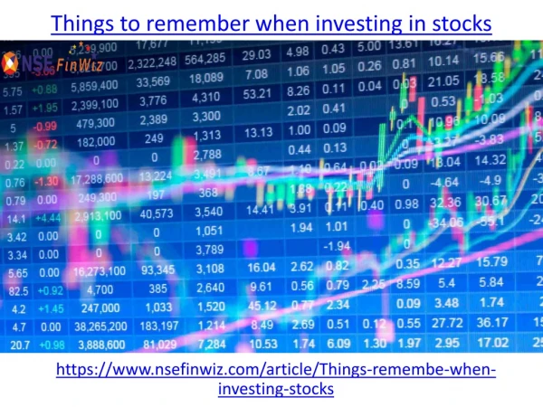 Things to remember when investing in stocks