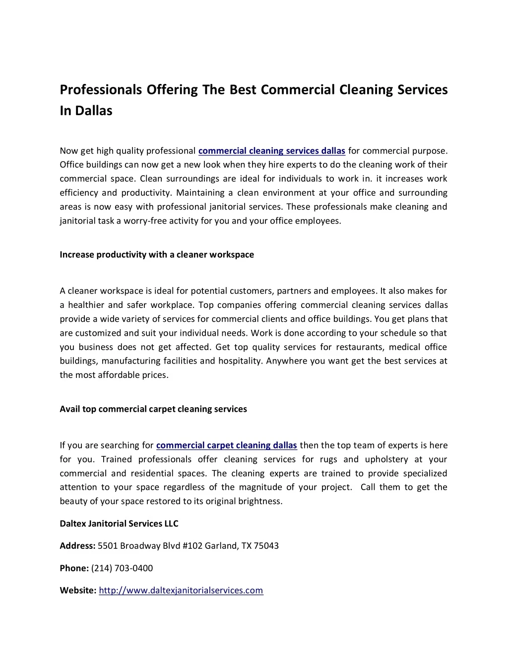 professionals offering the best commercial