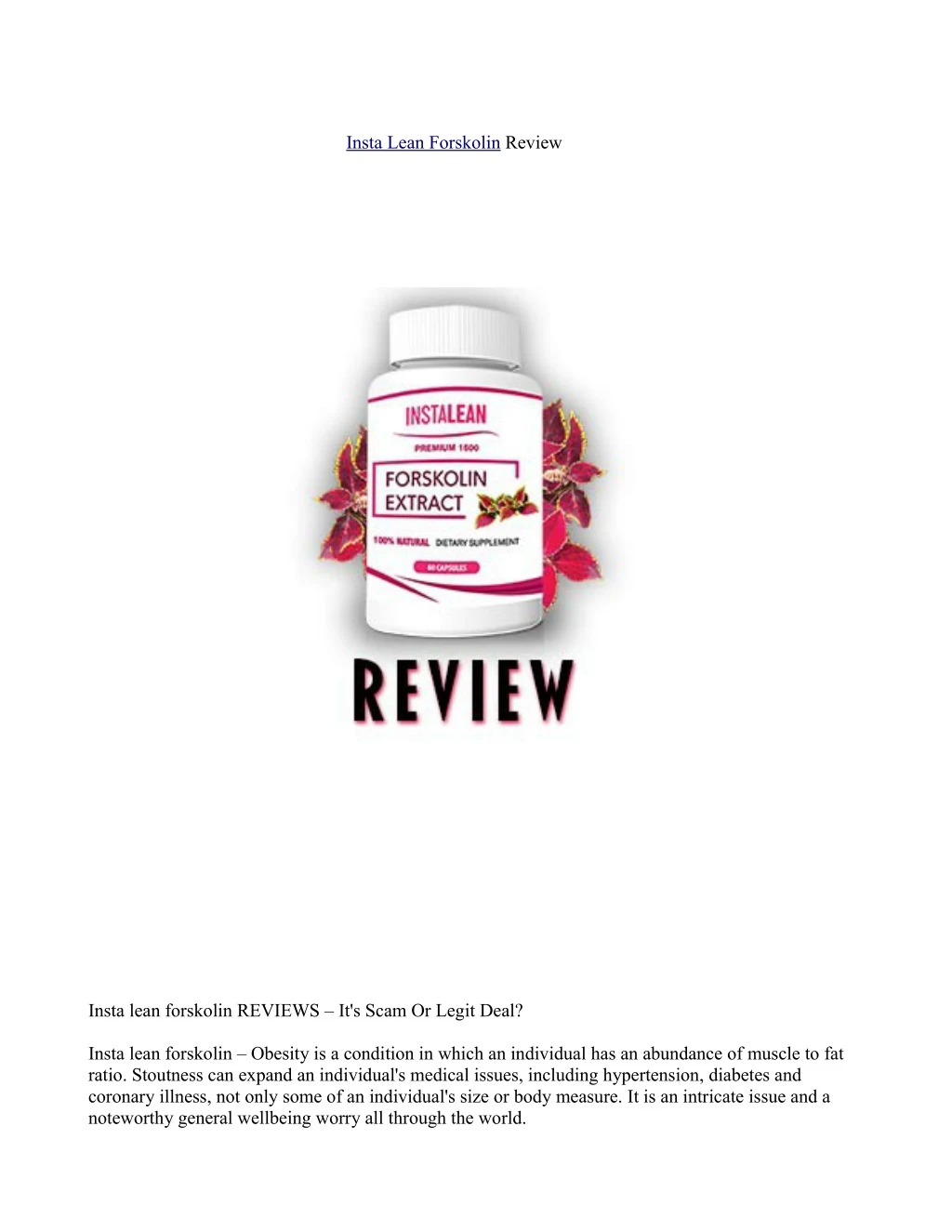 insta lean forskolin review