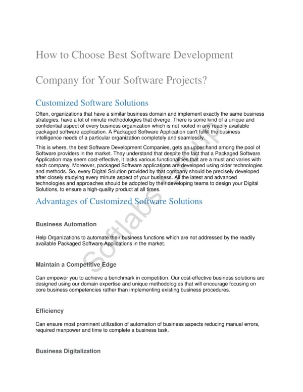 How to Choose Best Software Development Company for Your Software Projects?