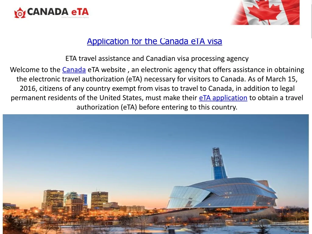 application for the canada eta visa