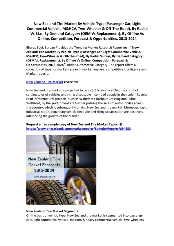 New Zealand Tire Market: Analysis & Forecast 2013-2024