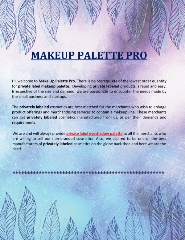 Order Private Label Make-Up Palette Online