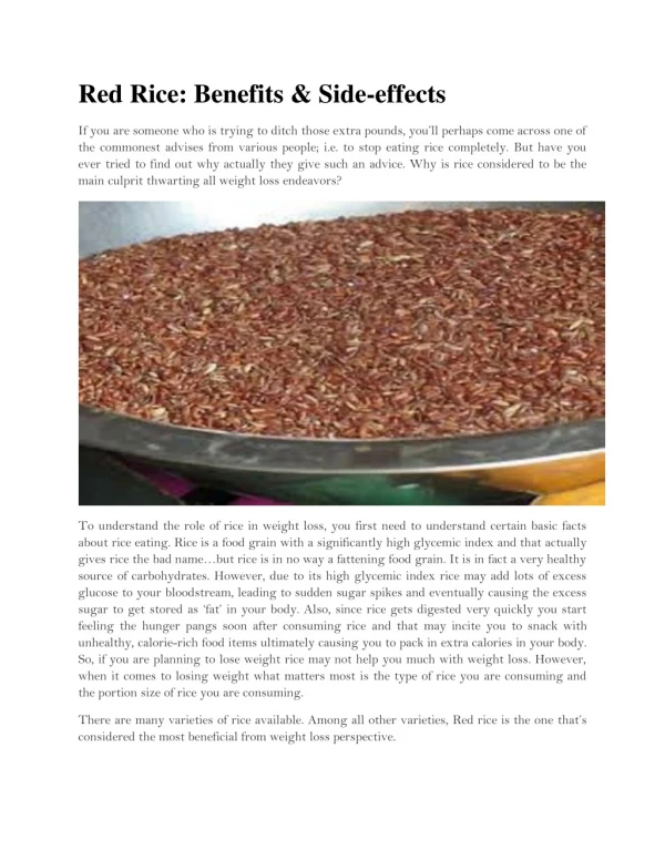 Red Rice: Benefits & Side-effects