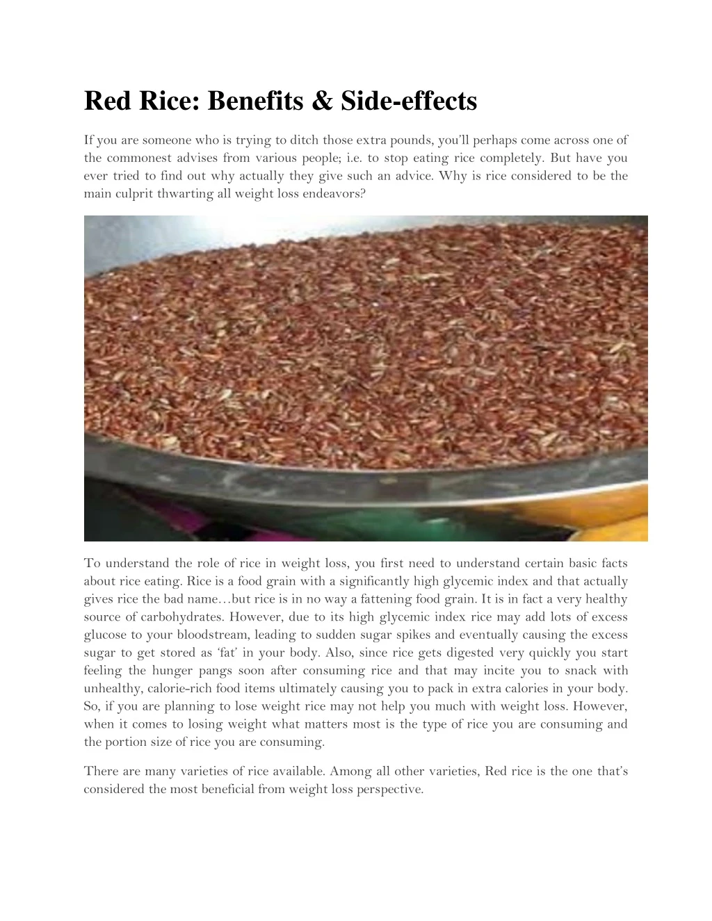 red rice benefits side effects