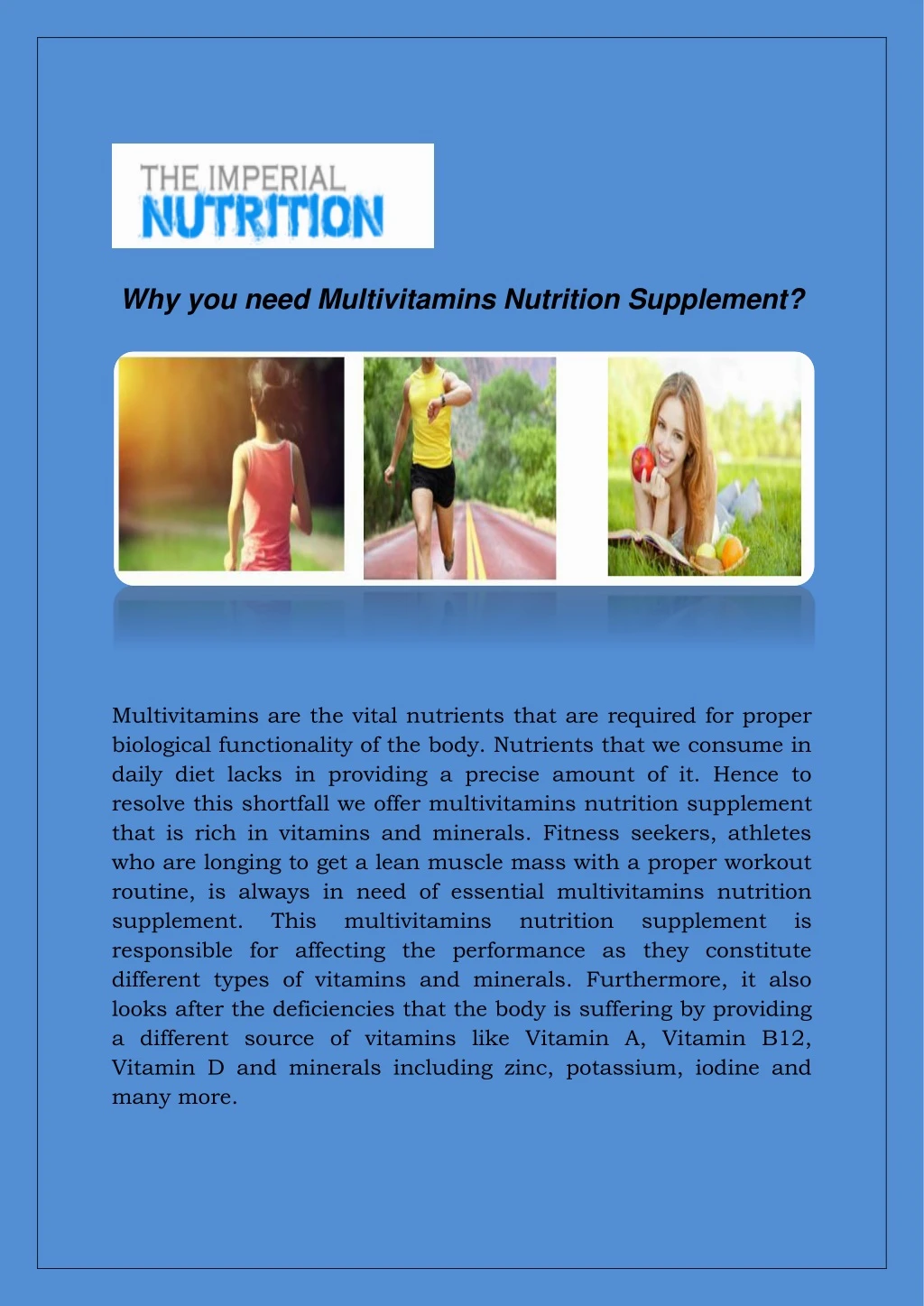 why you need multivitamins nutrition supplement