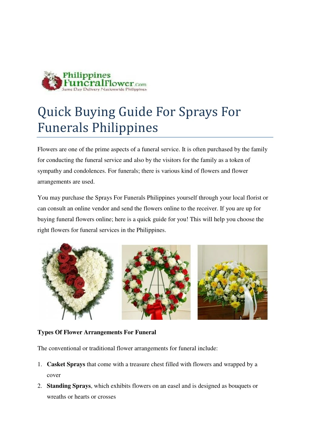 quick buying guide for sprays for funerals