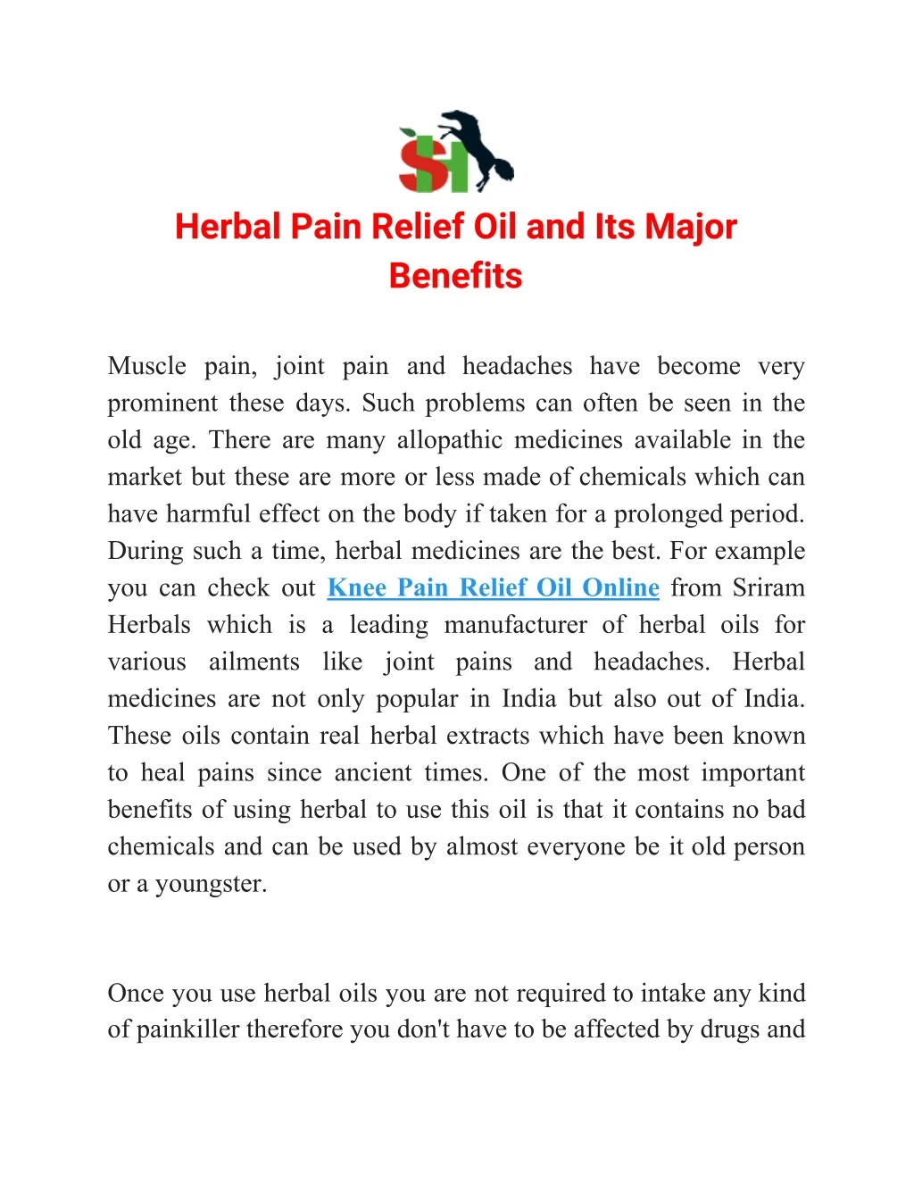 herbal pain relief oil and its major benefits