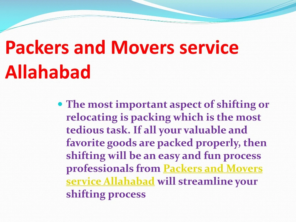 packers and movers service allahabad