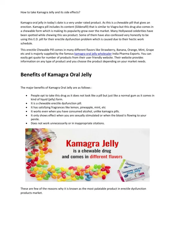 How to take kamagra oral jelly?