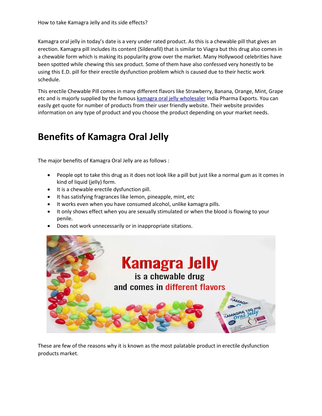 how to take kamagra jelly and its side effects