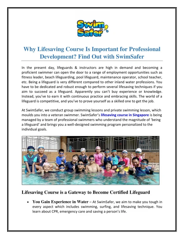 Why Lifesaving Course Is Important for Professional Development