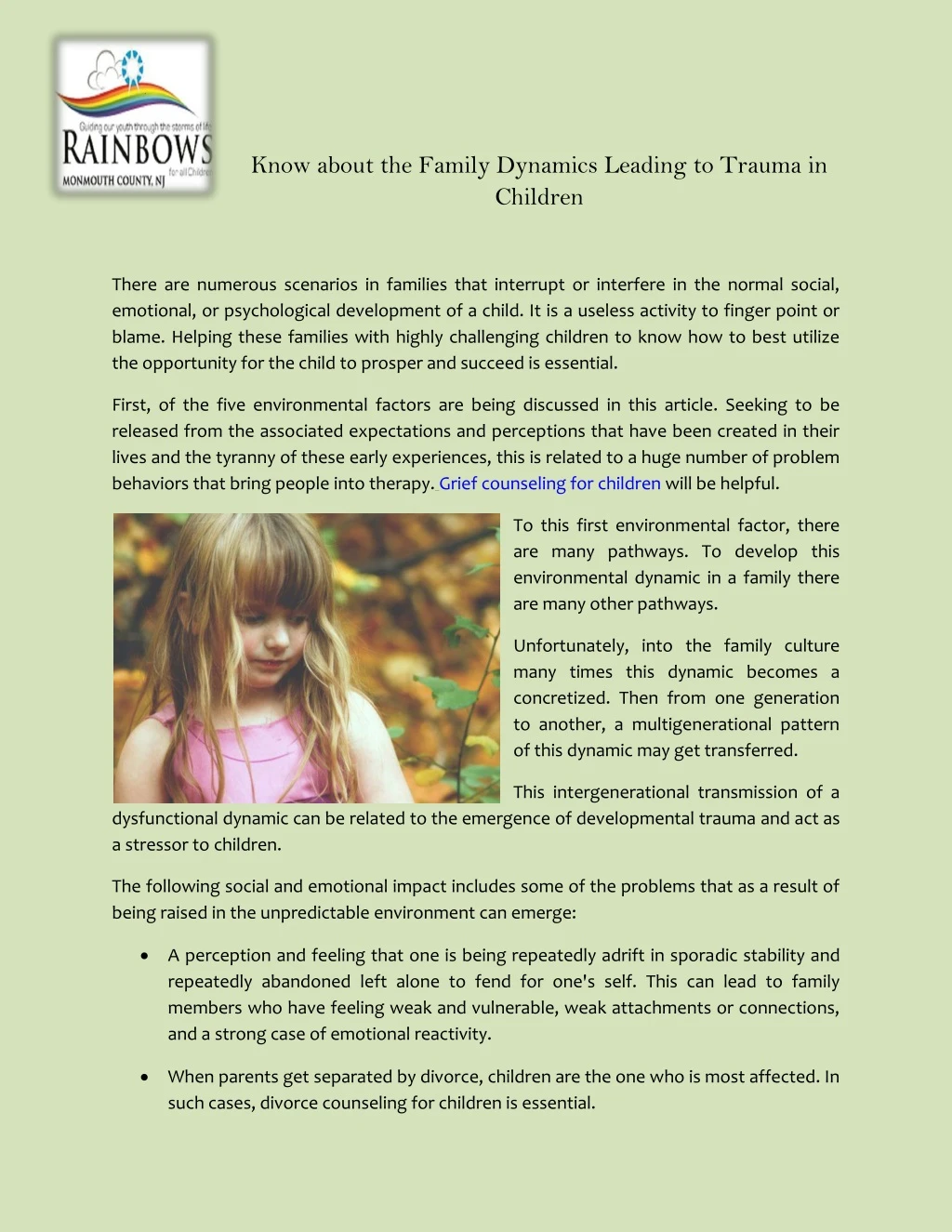 know about the family dynamics leading to trauma