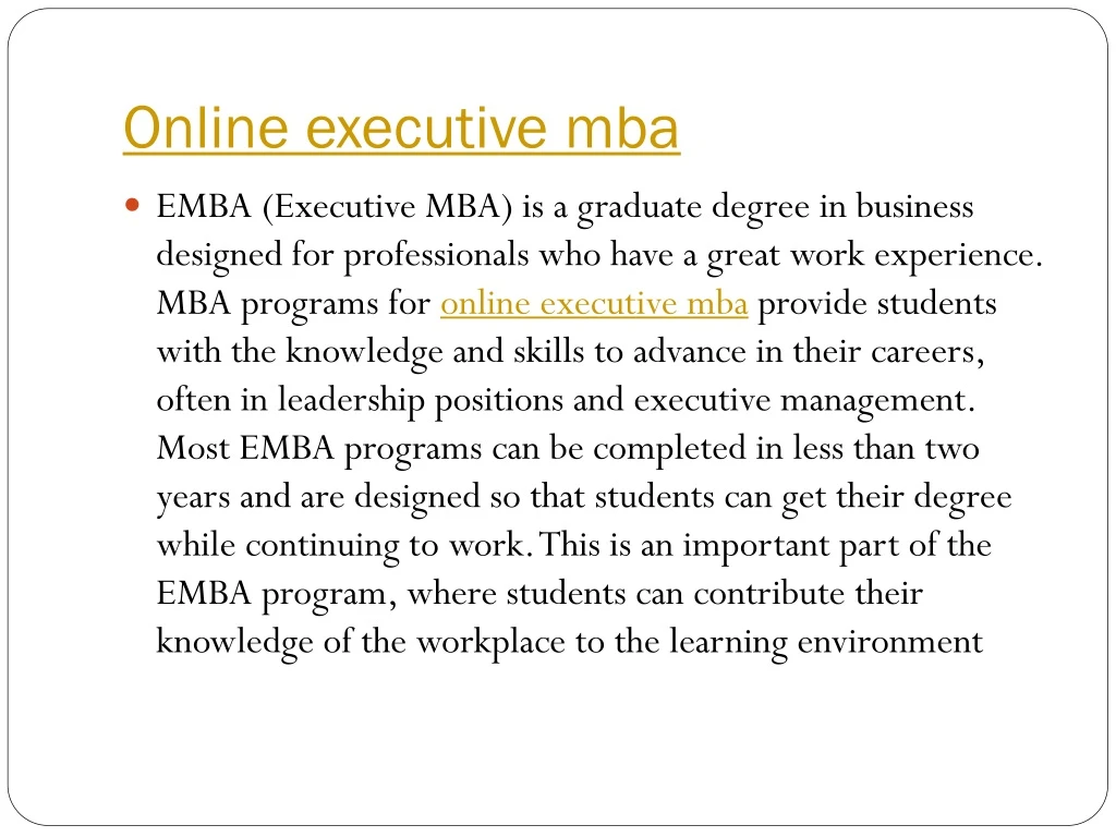 online executive mba